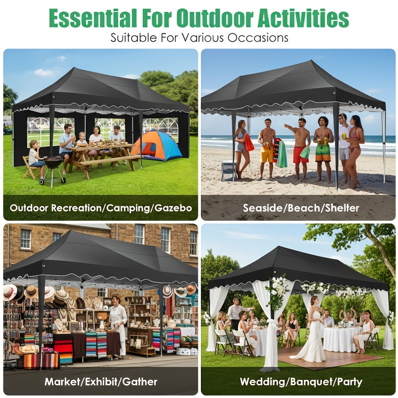 Partytent 3x6m – Pop-Up Tent – Canopy Tent – Tuinkamer – Vouwtent – Afneembare Zijwanden – Verstelbare Hoogte – UV-bestendig Oxford Polyester – Lichtgewicht Aluminium Frame