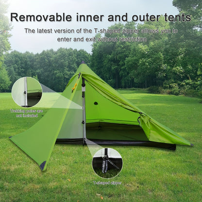 Trekkingtent – Trekkerstent – Koepeltent – Lichtgewicht Tent – Ultralichte 1-Persoonstent – 20D Nylon – Compact & Ventilerend