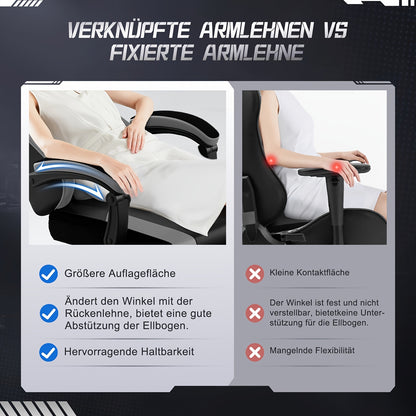 Gamingstoel – Gamestoel – Gaming Chair – Game Stoel – Gamestoel met Voetensteun – Ergonomisch – Verstelbaar Lendenkussen – 360° Draaibaar – Max. 150 kg