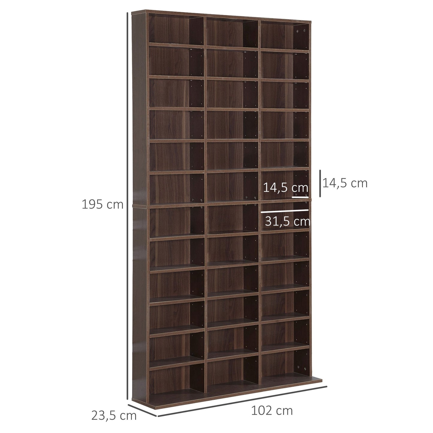 CD Rek – Cd Opbergkast – Cd Plank – Cd Kasten – Cd Stelling – 36 Verstelbare Vakken – Opbergruimte Voor 1116 Cd’s – Houtlook Bruin