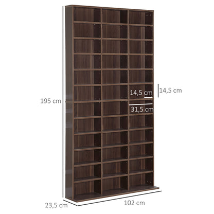 CD Rek – Cd Opbergkast – Cd Plank – Cd Kasten – Cd Stelling – 36 Verstelbare Vakken – Opbergruimte Voor 1116 Cd’s – Houtlook Bruin