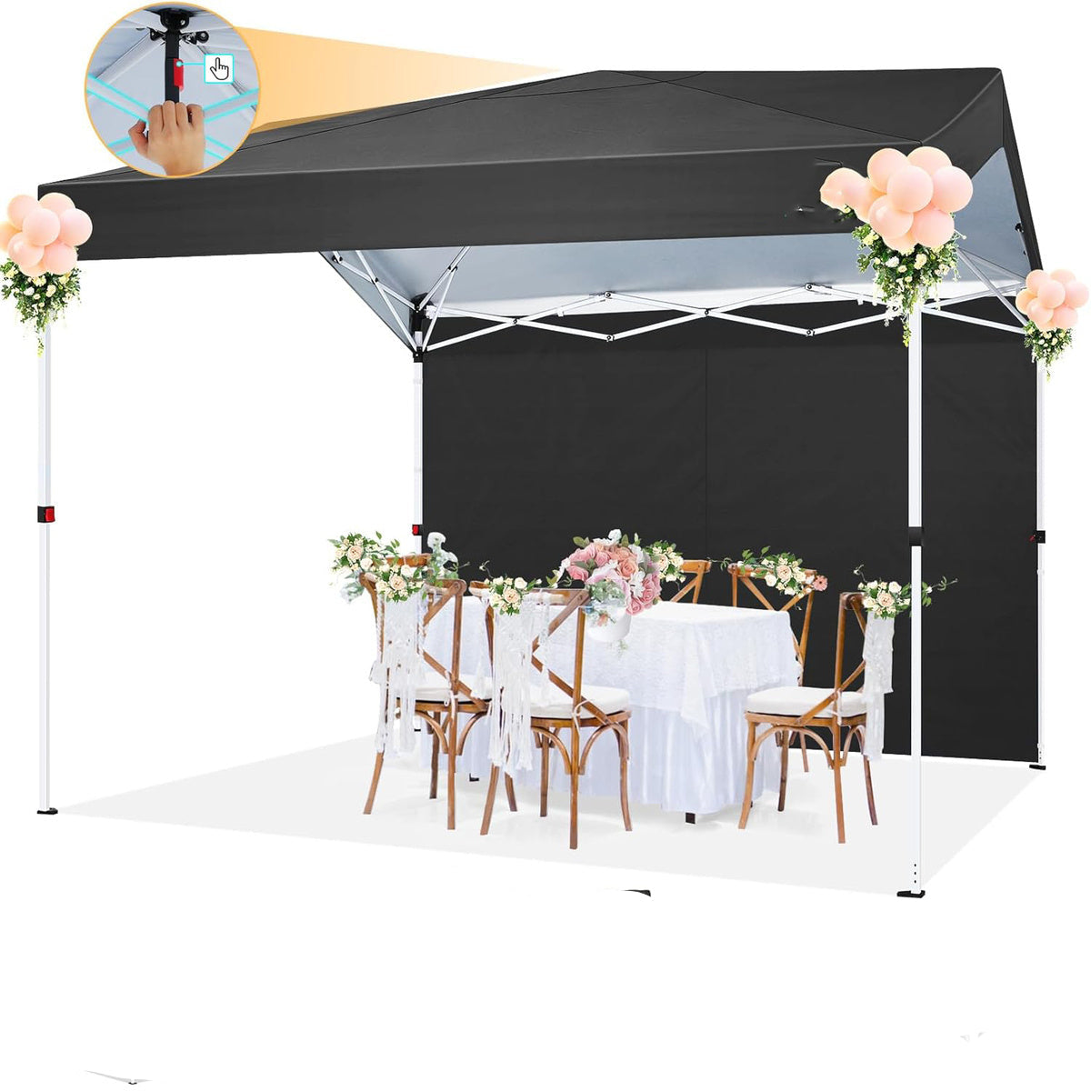 Partytent – Carport – Tuinpaviljoen – Overkapping – Paviljoen – 3x3 m – Met Verstelbare Hoogte – Stevig Metaal Frame