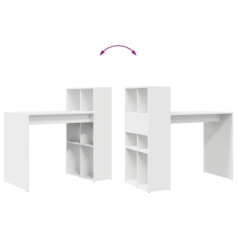 Bureau – Werkplek – Schrijftafel – Computerbureau – Studiebureau – Wit – MDF – Mid-Size – 2 Planken – Ruimtebesparend – Eenvoudige Montage