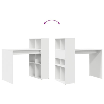 Bureau – Werkplek – Schrijftafel – Computerbureau – Studiebureau – Wit – MDF – Mid-Size – 2 Planken – Ruimtebesparend – Eenvoudige Montage