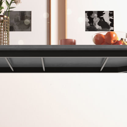 Eettafel – Keukentafel – Uitschuifbare Tafel – Uitklapbare Eettafel – Tafel Voor 6 Personen – Donkergrijs – Melamine Blad – Stalen Poot