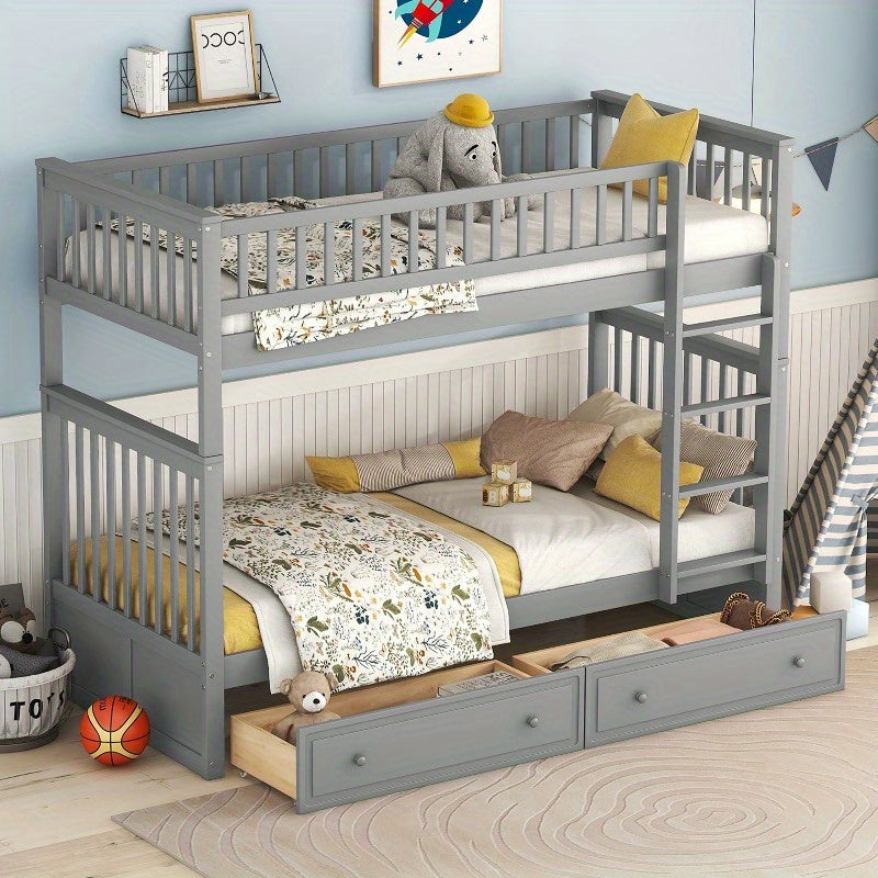 Stapelbed – Hoogslaper – Bunkbed – Kinderbed – Jongensbed – 90x200cm – Met Laden – Metaal – Ruimtebesparend – Duurzaam