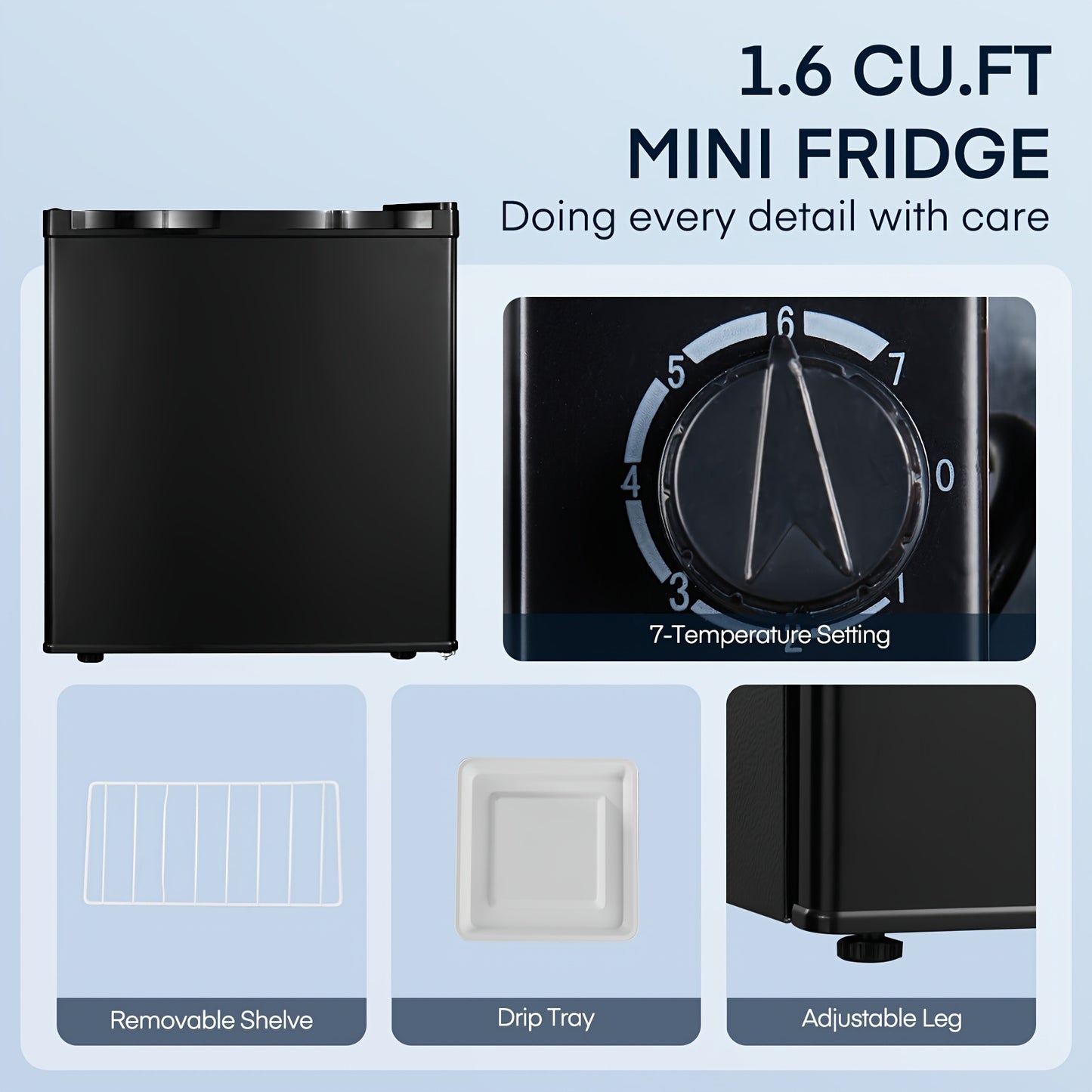 Mini Koelkast – Minibar – Tafelmodel – Kleine Koelkast – Compacte Koelkast – 46 Liter Inhoud – Met Vriesvak – Energiezuinig E-Klasse – 42 dB Stil Geluid – Verstelbare Deurtjes & Temperatuur