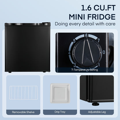 Mini Koelkast – Minibar – Tafelmodel – Kleine Koelkast – Compacte Koelkast – 46 Liter Inhoud – Met Vriesvak – Energiezuinig E-Klasse – 42 dB Stil Geluid – Verstelbare Deurtjes & Temperatuur