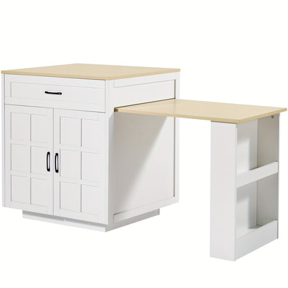 Uitklapbare Eettafel – Uitschuifbare Tafel – Klaptafel – Keukentafel – Wieltjes Tafel – Zwart – Verstelbaar 133-202 cm – Met Opbergruimte en Wieltjes
