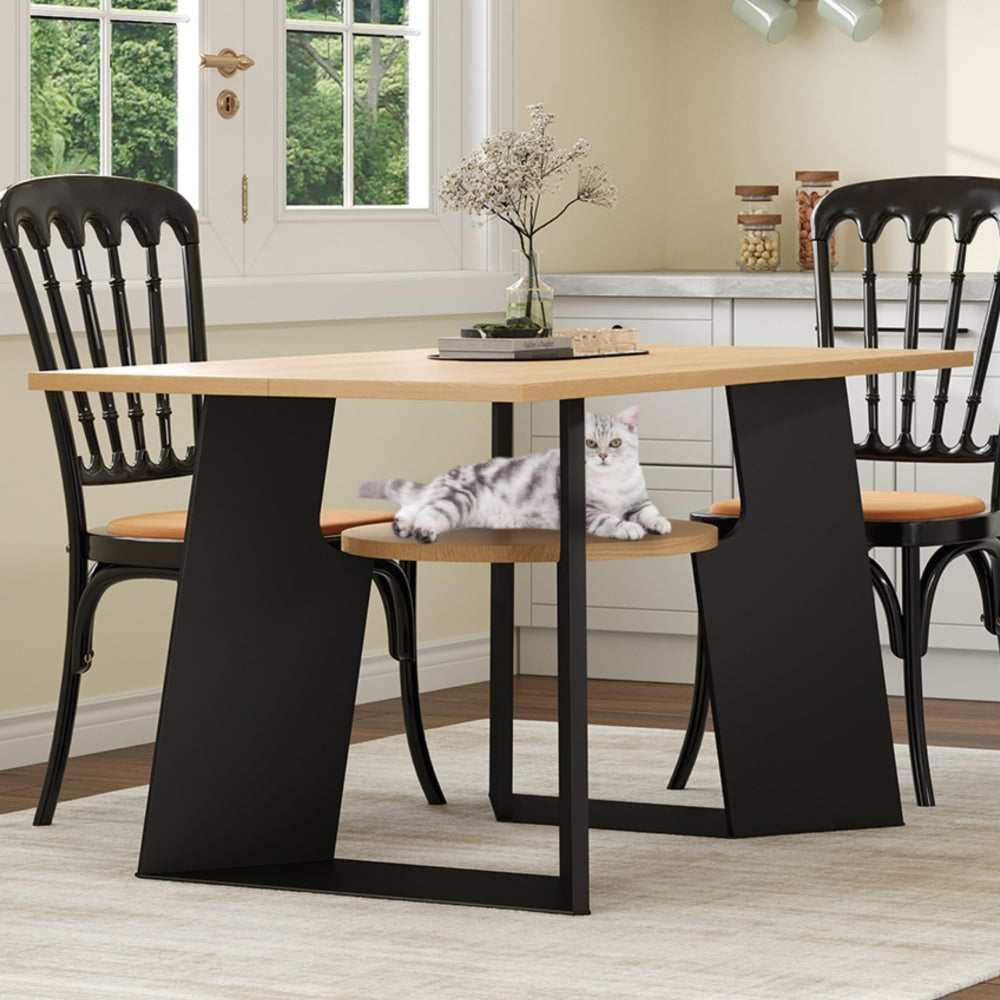 Keukentafel – Eettafel – Tafeltje – Keukenmeubel – Dinerbank – Rechthoekig – Met Dierenruimte en Opbergrekken – Geschikt voor 6 Personen – 130×85×75 cm