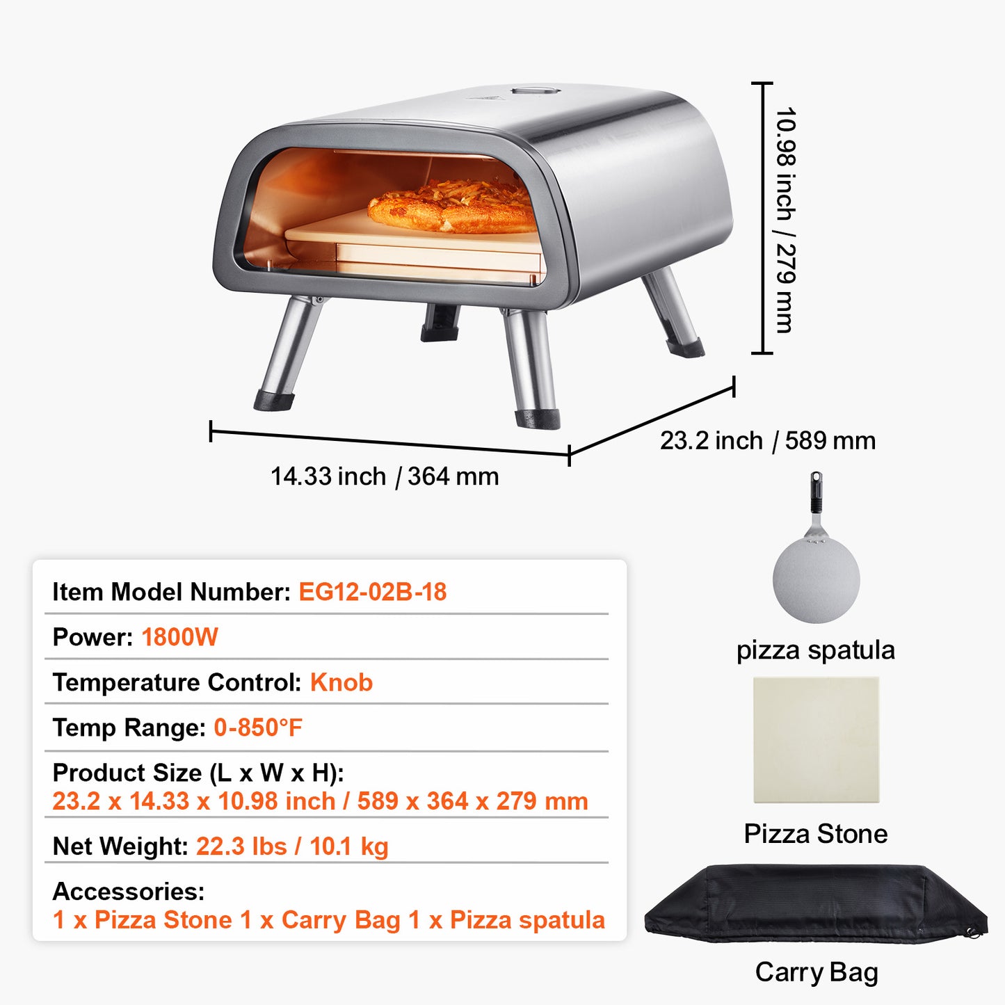 Pizzarette – Pizza Oven – Pizzamaker – Elektrische Oven – Tafeloven – Tot 850°C – Inclusief Timer en Draagtas