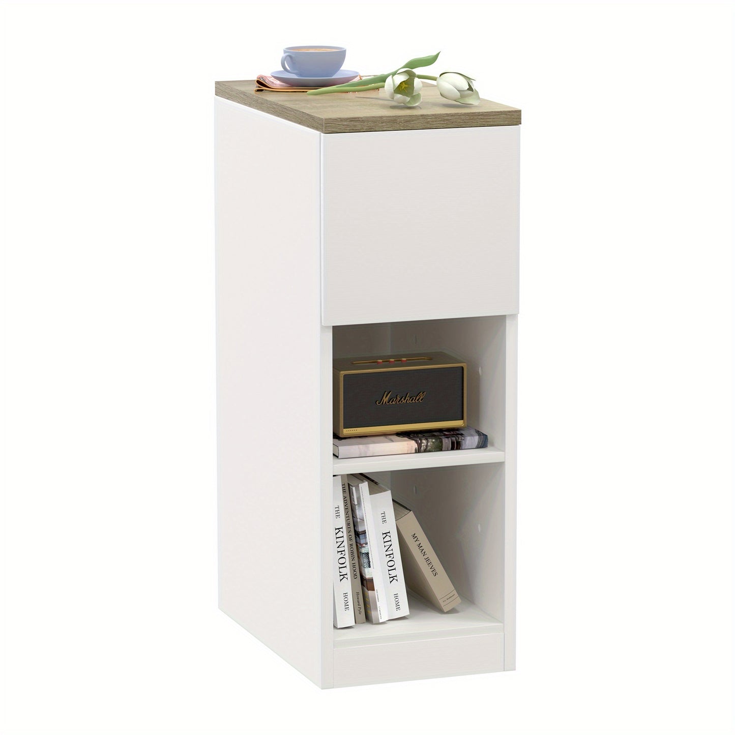 Nachtkastje – Bijzettafel – Opbergkastje – Ladekastje – Zijkast – Compact Design – Duurzaam Kunststof – 25x45x70 cm – Slimme Ruimtebesparing
