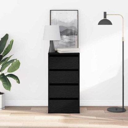 Modern Minimalist Black Oak Wood Storage Cabinet with Lockable Drawers - 40x41x76cm Heavy-Duty Floor-Standing Organizer, Multi-Drawer Chest for Bedroom, Living Room & Office, Easy Assembly, Space-Saving Design, Durable Wood C