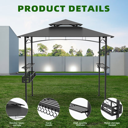 Feesttent – Partytent – Tuinpaviljoen – Schaduwtent – Evenemententent – Extra Groot – Dubbel Dak & Opbergmand – Metaal Frame & Polyester Doek – Eenvoudige Montage – Zwart