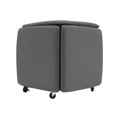 5-in-1 Sofa Kruk – Stapelbare Kruk – Voetenbank – Schoenbank – Bijzettafel – Grijs – Zwenkwieltjes – Stevig Stalen Frame – Max 99,79 kg Draagvermogen
