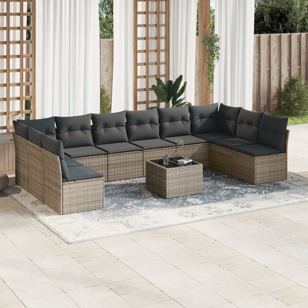 Loungeset – Loungesets – Tuinset – Buitenmeubel – Tuinmeubilair – Grijs – Met Tafel – Weerbestendig PE Rattan – Opbergruimte Met Waterdichte Binnenzak