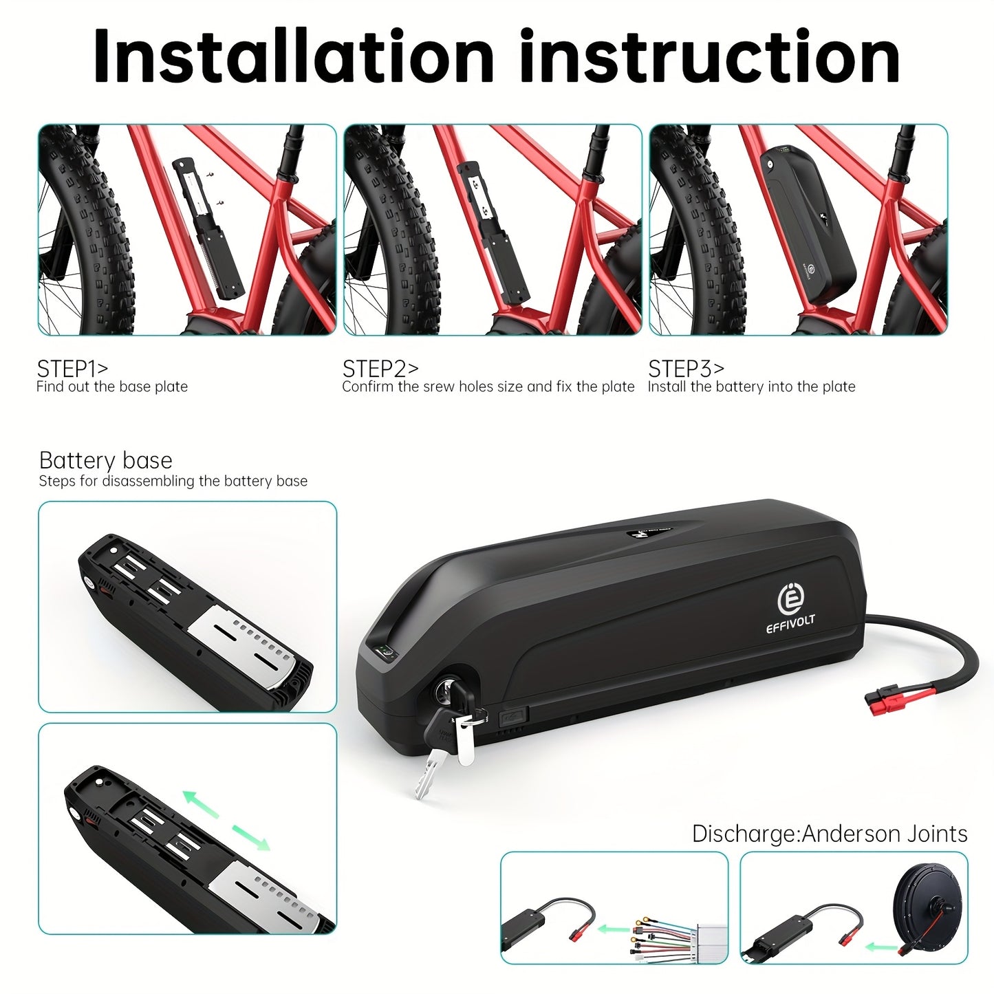 48V 14.4Ah E-bike Accu – Elektrische Fietsaccu – Lithium Accu – Fiets Batterij – Elektrische Batterij – 690Wh Capaciteit – Ingebouwd 30A BMS & Anti-diefstal Slot