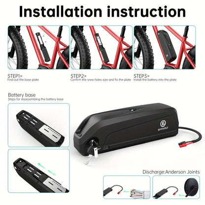 48V 14.4Ah E-bike Accu – Elektrische Fietsaccu – Lithium Accu – Fiets Batterij – Elektrische Batterij – 690Wh Capaciteit – Ingebouwd 30A BMS & Anti-diefstal Slot