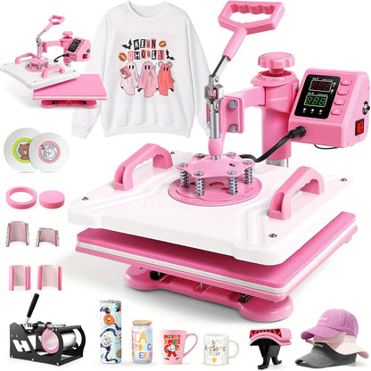 Transferspers – Hittepers – Heat Press Machine – Textielpers – Warmtepers – 8-in-1 Multifunctioneel – 38,1x30,48 cm – 360° Swing Away Ontwerp – Robuust IJzer en Kunststof