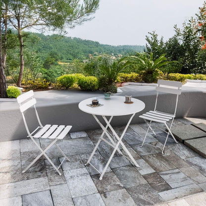 Bistroset – Tuinset – Balkonset – Klapset – Zitgroep – Gepoedercoat Staal – Inklapbaar & Ruimtebesparend 71x60x60 cm – Max. 120 kg Draagkracht