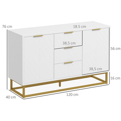 Dressoir – Opbergkast – Buffetkast – Kast – Sideboard – Geometrische Deuren – MDF Met Metalen Onderstel – 120x40x76 cm – Anti-Kantelbeveiliging