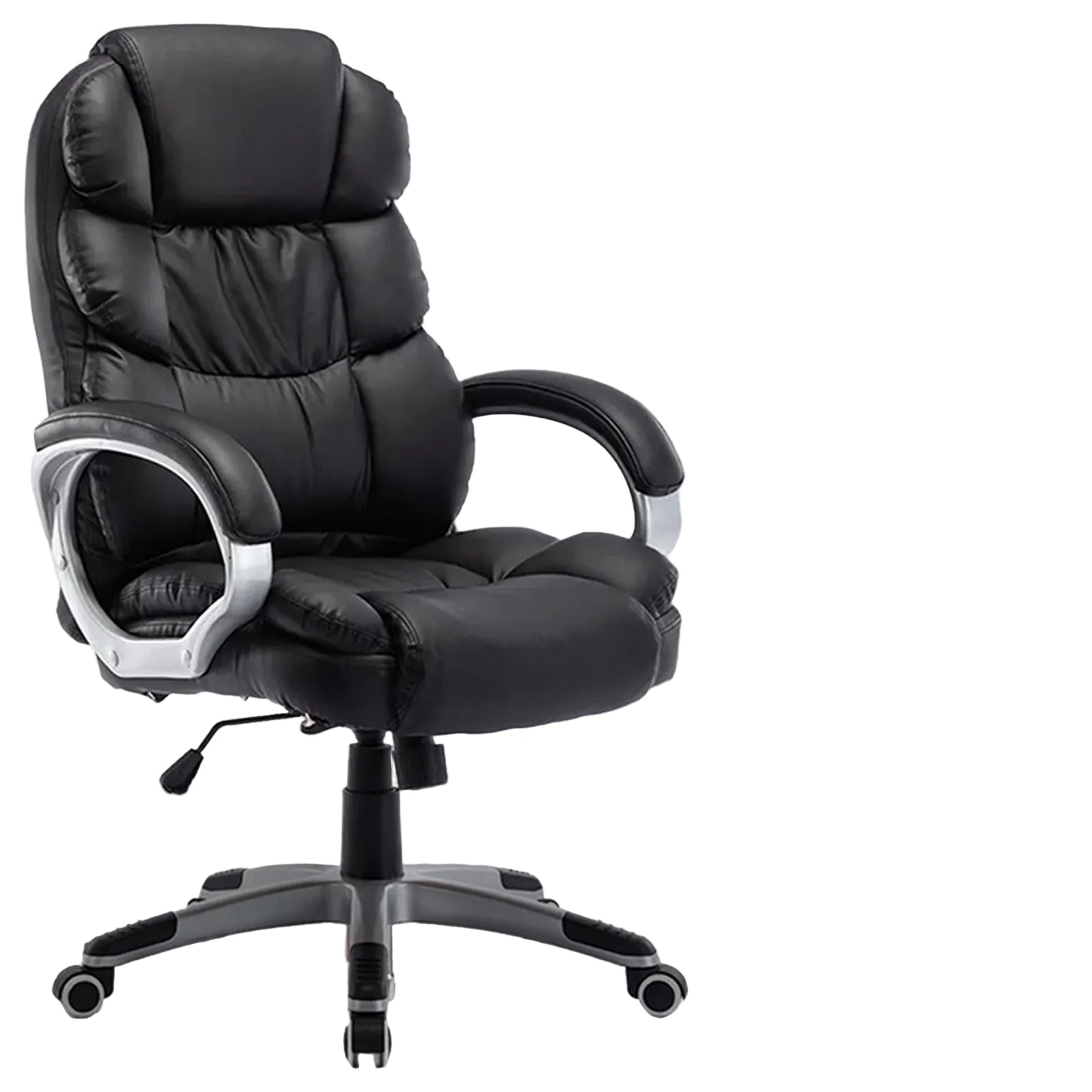 Ergonomische Bureaustoel – Lederen Bureaustoel – Comfortabele Stoel – Bureaustoel – Werkstoel – Zwart – Metalen Frame – Verstelbare Rugleuning & Voetensteun