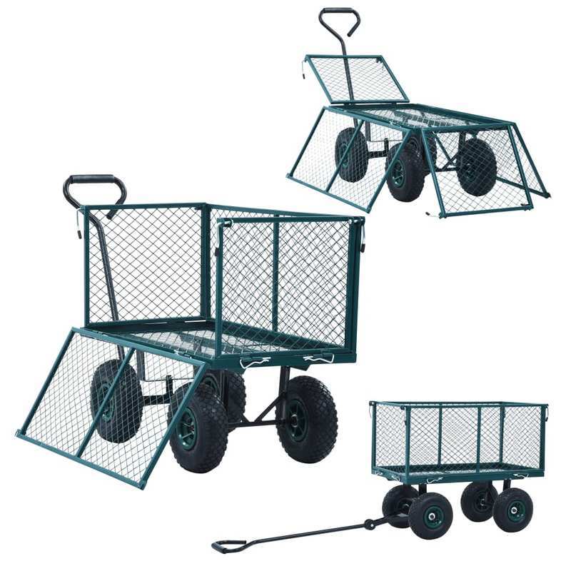 Bolderwagen – Bolderkar – Transportwagen – Tuinkar – Strandkar – Opvouwbaar – 349 kg Draagkracht – Grote All-Terrain Wielen – Groen