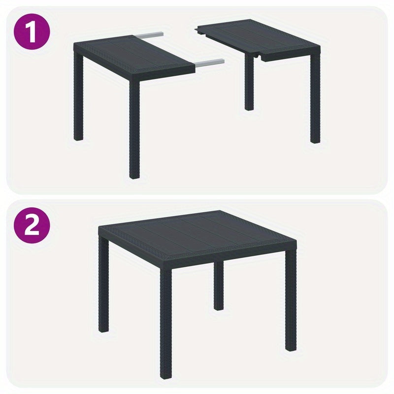 Tuintafel – Buitentafel – Terrastafel – Eettafel – Balkon tafel – Weerbestendig – Poly Rattan Antraciet 100x100x73 cm