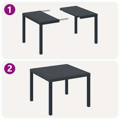 Tuintafel – Buitentafel – Terrastafel – Eettafel – Balkon tafel – Weerbestendig – Poly Rattan Antraciet 100x100x73 cm