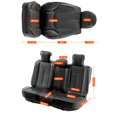 Autostoelhoezen – Universele Stoelhoezen – Autostoelbekleding – Kunstleer Stoelhoezen – Voor- en Achterstoelen – Zwart – Volledig Omsloten Design – Airbag Veilig