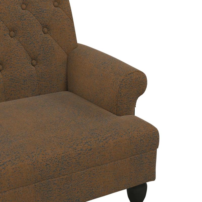 Bank Met Rugleuning – Zitbank – Bankje – Opbergbank – Houten Bank – Bruin Faux Suède Leer – Comfortabele Rugleuning – Stevig Houten Frame