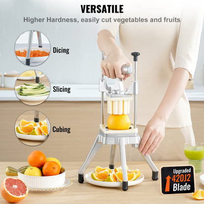 Groentesnijder – Keukensnijder – Mandoline – Uiensnijder – Fruitsnijder – Roestvrij Staal & Aluminium – 4 Verwisselbare Messen met 6-Partjes Snijfunctie