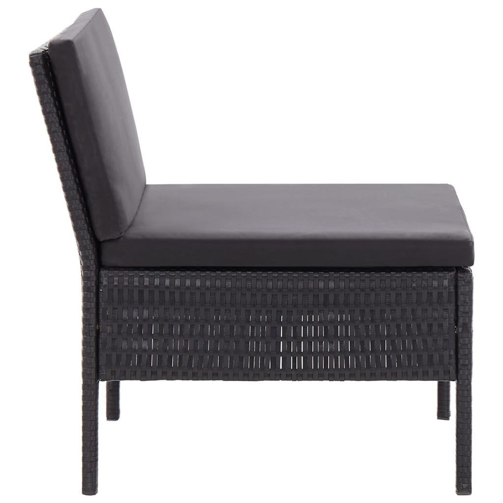 Loungeset – Tuinset – Loungemeubels – Buitenbank – Black – Weerbestendig Poly Rattan – Comfortabele Dikke Kussens