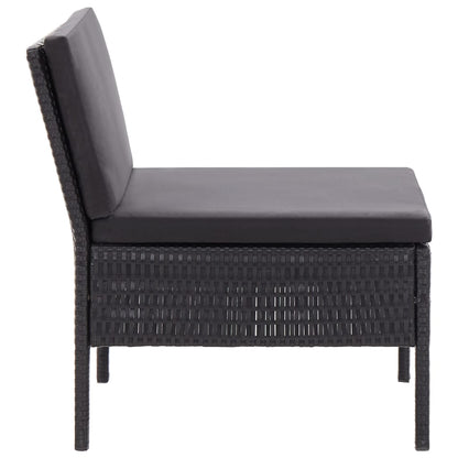 Loungeset – Tuinset – Loungemeubels – Buitenbank – Black – Weerbestendig Poly Rattan – Comfortabele Dikke Kussens