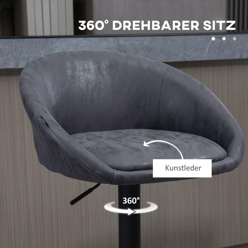 Barstoel – Barkruk – Barstoelen – Keukenstoel – Counterstoel – Verstelbare Hoogte 57-104 cm – Kunstleer Met Armleuning En Rugsteun
