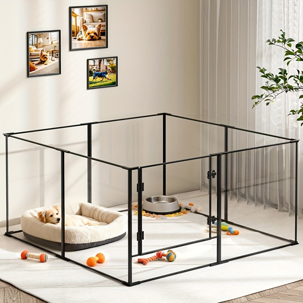 Hondenren – Puppyren – Hondenbench – Dierenren – Konijnenren – Acryl – 122x122x61 cm – Opvouwbaar – Met Deur
