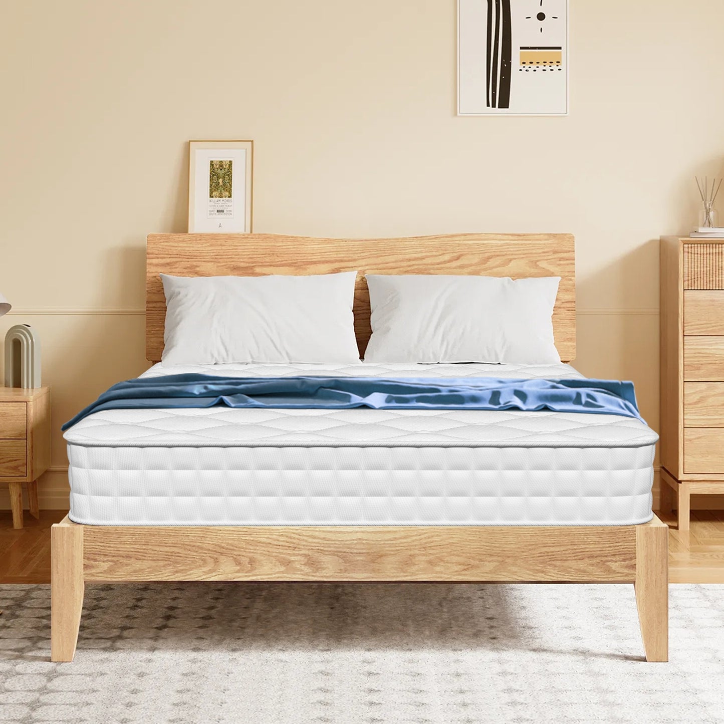 Matras – Pocketveringmatras – Tweepersoonsmatras – Koudschuimmatras – Logeermatras – 140x200x22 cm – Memory Foam Toplaag – Ademend en Bewegingsisolerend