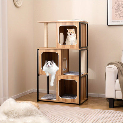 Krabpaal – Kattenboom – Klimpaal – Krabmeubel – Kattenmeubel – Stevig Metalen Frame – Afneembare Wasbare Kussens – Moderne Ruime Krabpaal 150 cm – Geschikt Voor Grote Katten En Kittens