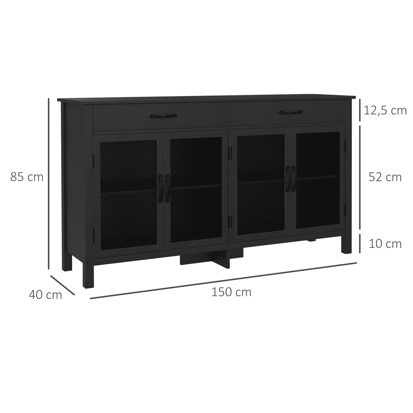 Lage Opbergkast – Dressoir – Tv-Meubel – Sideboard – Kast – Industrieel Design – Verstelbare Plank – Melamine Spaanplaat Zwart