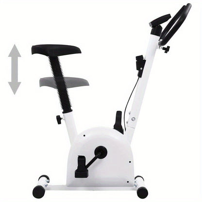 Hometrainer – Fitnessfiets – Indoor Fiets – Soepele Weerstand – Blanco – Compact Ruimtebesparend – Robuuste Stalen Basis