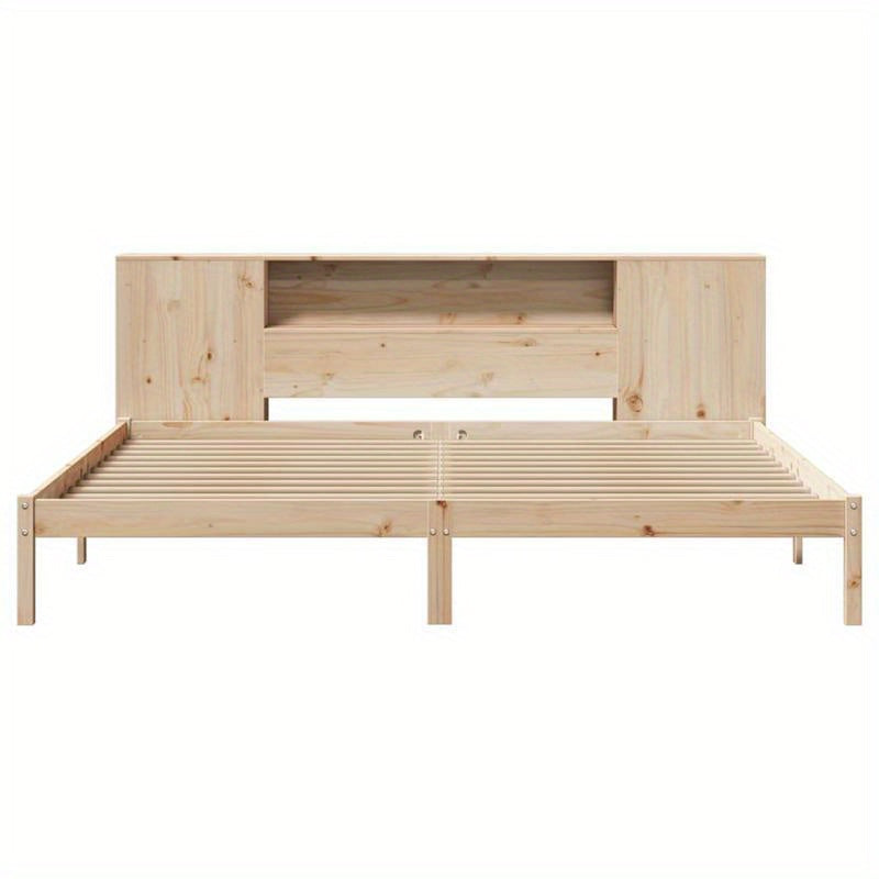 Bedframe – Boekenkastbed – Opbergbed – Houten Bed – Ruimtebesparend Bed – Modern Design – Dennehout – 180x200 cm – Eenvoudige Montage