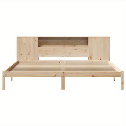 Bedframe – Boekenkastbed – Opbergbed – Houten Bed – Ruimtebesparend Bed – Modern Design – Dennehout – 180x200 cm – Eenvoudige Montage