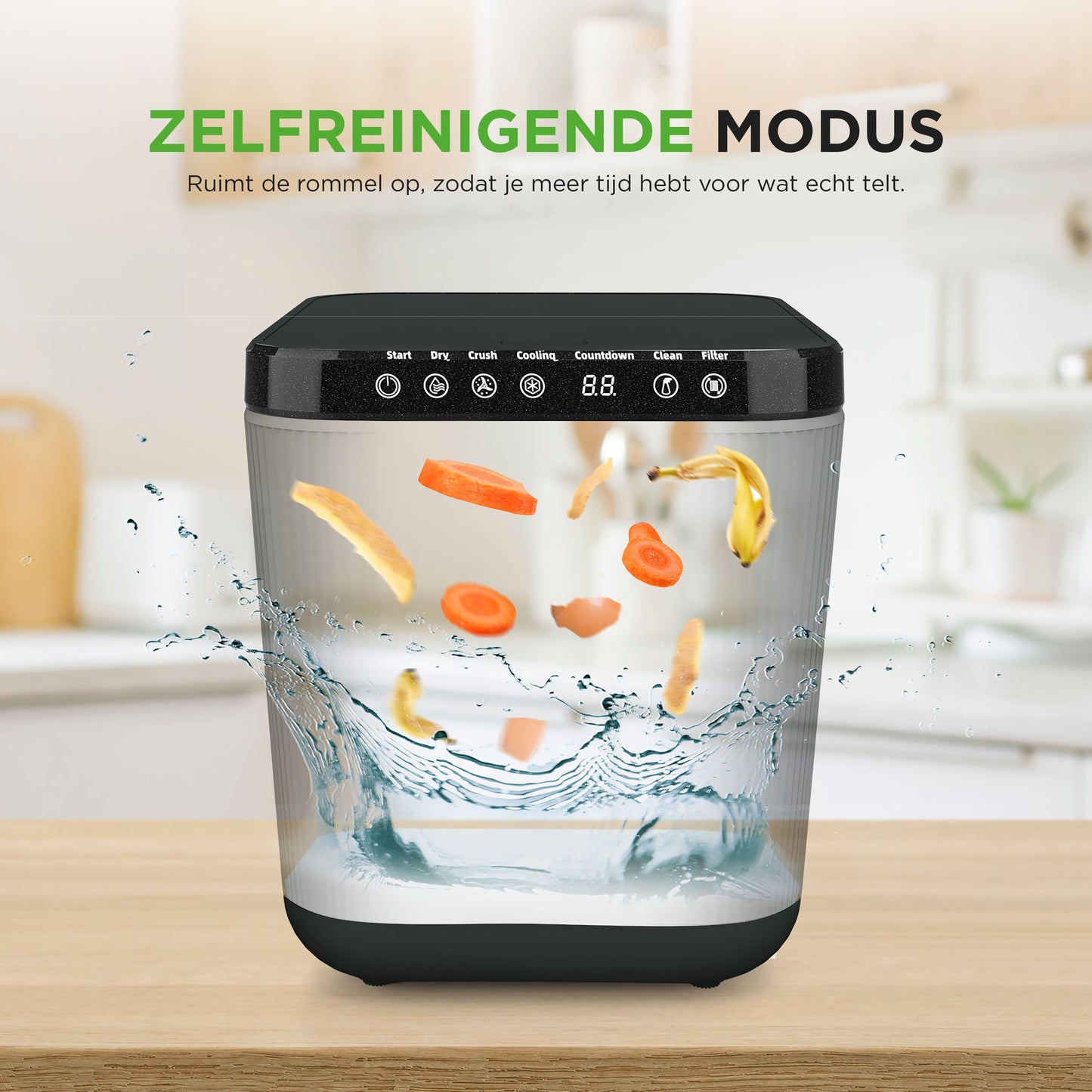 Keukencompostmachine – Compostbak – Composteerder – Afvalvermaler – Compostcontainer – Compact 3 Liter – Geurfilter en Elektriciteitsvrij