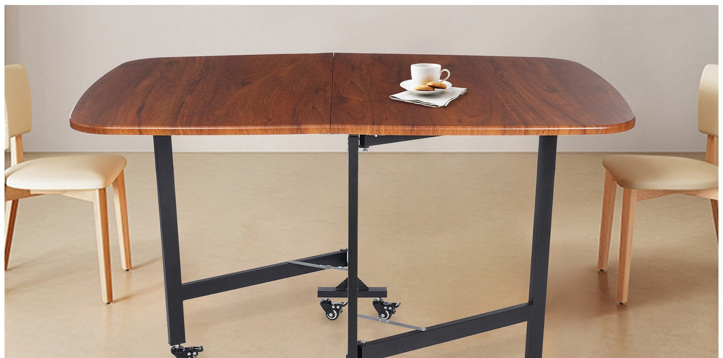 Inklapbare Tafel – Opvouwbare Tafel – Uitklapbare Tafel – Bijzettafel – Trolley Tafel – Wit – Duurzaam MDF – Met Zwenkwieltjes en Remmen