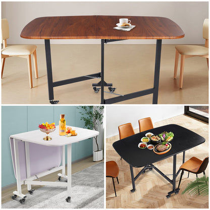 Inklapbare Tafel – Vouwtafel – Opklapbare Eettafel – Bijzettafel – Klaptafel – Wit – Mobiel Met 6 Wielen – Duurzaam MDF Met Krasbestendige Laag