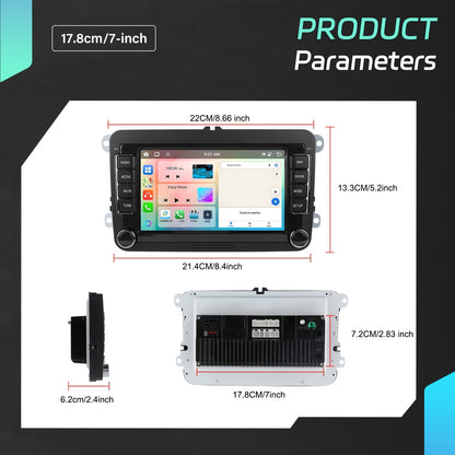 Car Multimedia Systeem – Auto Radio – Double Din Stereo – Android Headunit – Navigatiesysteem – 7 Inch HD Touchscreen – Android 15 OS – Wireless CarPlay & Android Auto – 6GB RAM 128GB Opslag