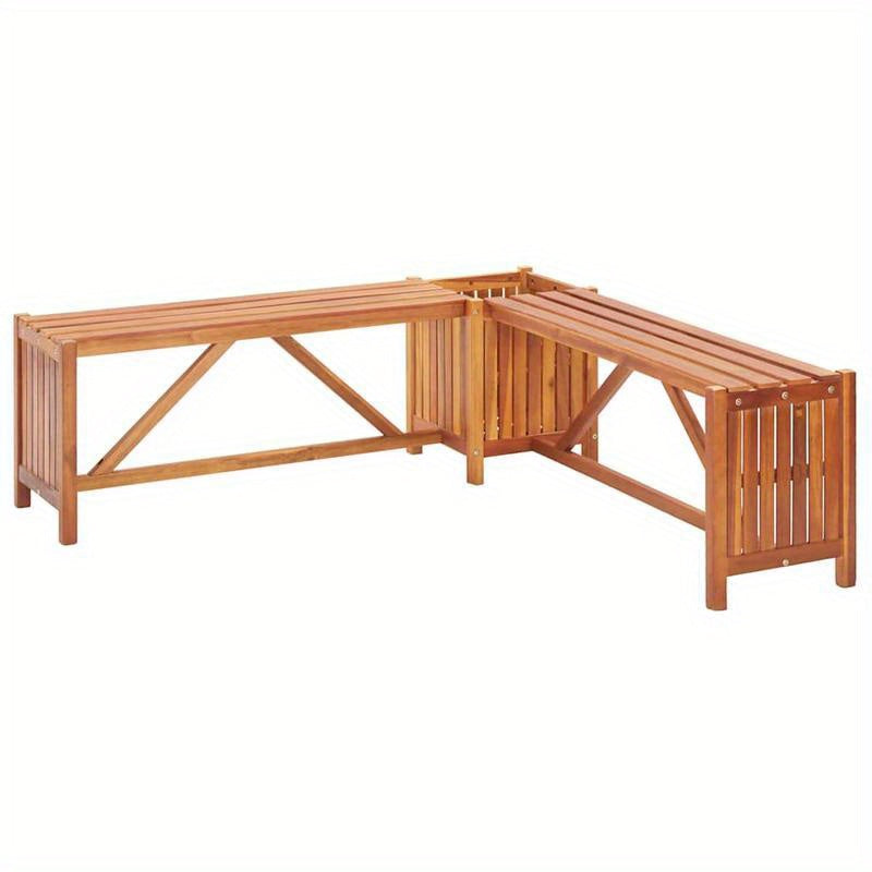 Tuinhoekbank – Hoekbank Tuin – Buitenbank – Tuinmeubel – Plantenbak – Acaciahout – Weerbestendig – 117x117x40 cm