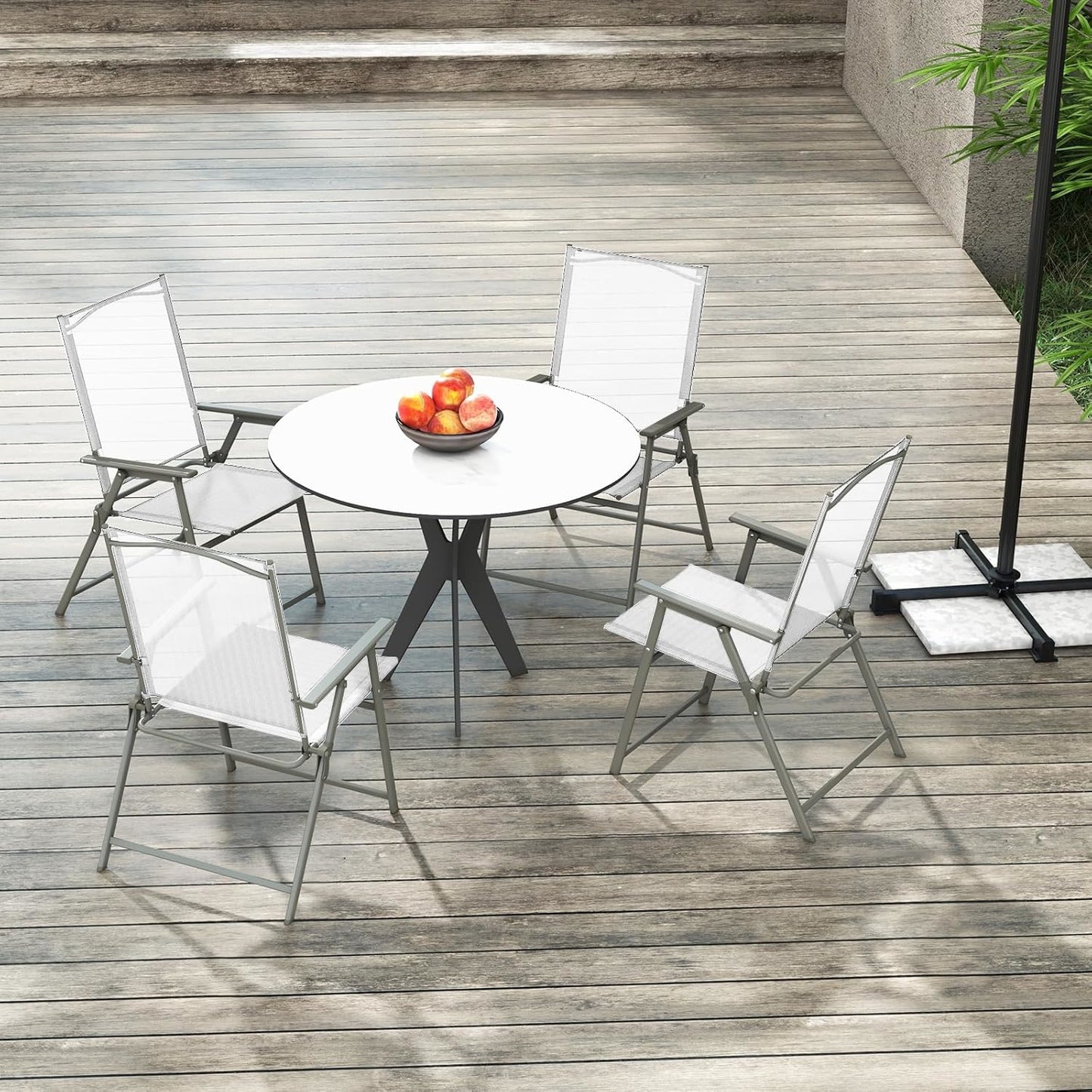 Opvouwbare Tuinstoelen – Klapstoelen – Buitenstoelen – Tuinmeubilair – Terrasstoelen – Veiligheidsvergrendeling – Weerbestendig Metalen Frame