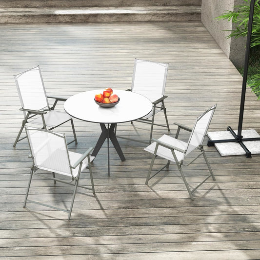 Opvouwbare Tuinstoelen – Klapstoelen – Buitenstoelen – Tuinmeubilair – Terrasstoelen – Veiligheidsvergrendeling – Weerbestendig Metalen Frame