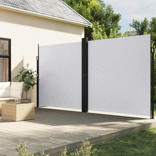 Extra Groot Uittrekbaar Privacy Scherm – Windscherm – Tuinafscheiding – Balkon Scherm – Zonwering – Stevig Metaal Frame – Scheurbestendig Doek – 200x1200 cm – Wit/Zwart